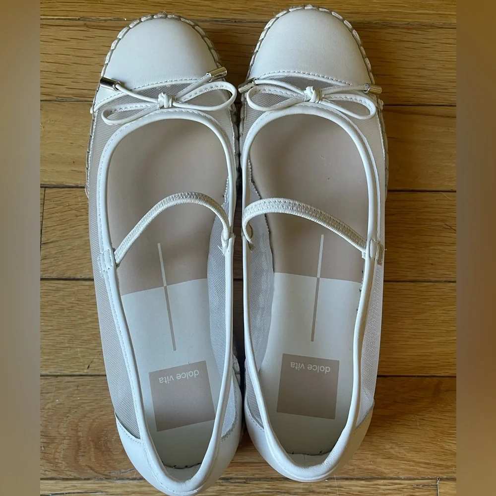 Dolce Vita Cambre Ballet Flats White Mesh Espadrille New 7